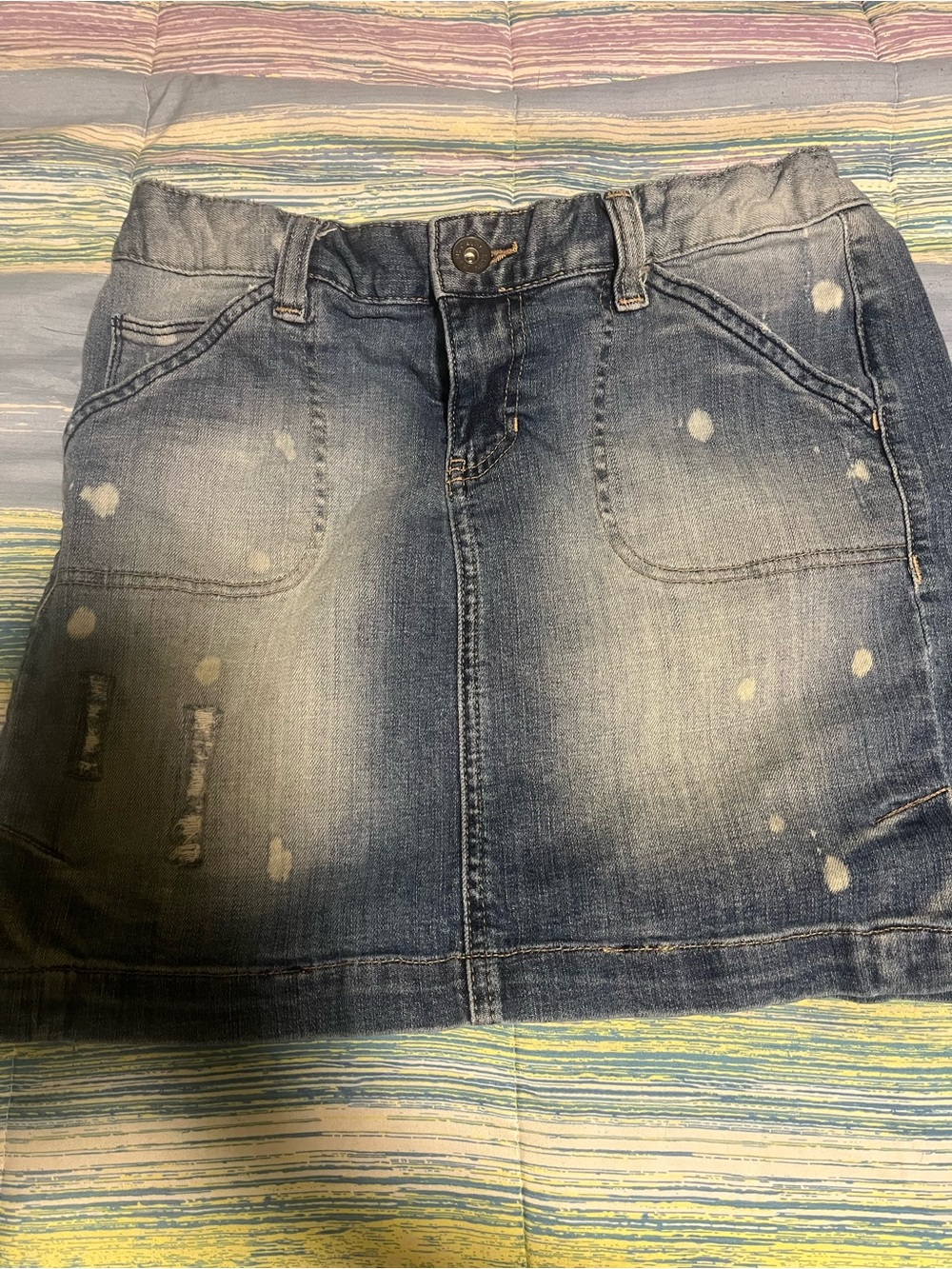 Calvin Klein Jeans Faded Blue Distressed Denim Mini Skirt
